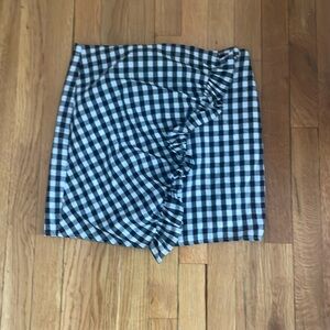 Hyfve Black and White Gingham Riffle mini skirt size medium.